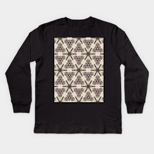 Brown and Tan Stacked Triangles - WelshDesignsTP003 Kids Long Sleeve T-Shirt